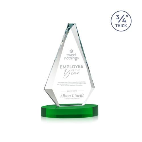Recognition Awards - Crystal Awards - Windsor Award on Alberton Base - Green