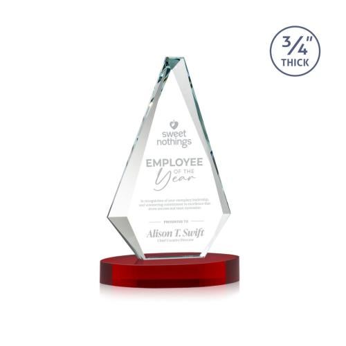 Recognition Awards - Crystal Awards - Windsor Award on Alberton Base - Red