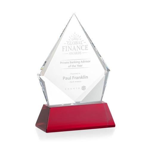 Recognition Awards - Crystal Awards - Shelton Award on Newhaven Base - Red