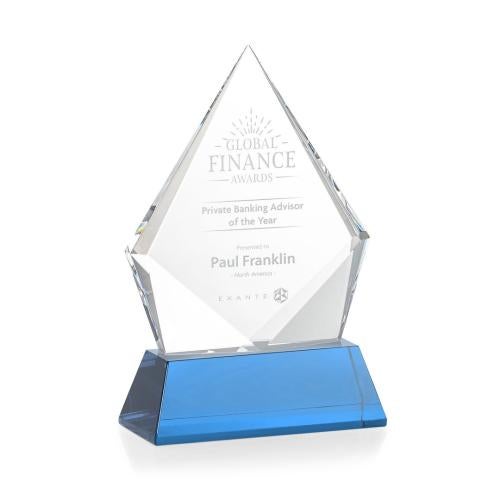 Recognition Awards - Crystal Awards - Shelton Award on Newhaven Base - Sky Blue