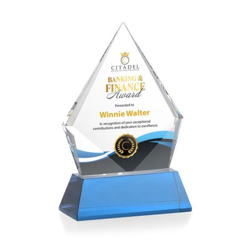Recognition Awards - Crystal Awards - Shelton VividPrint™ Award on Newhaven Base - Sky Blue