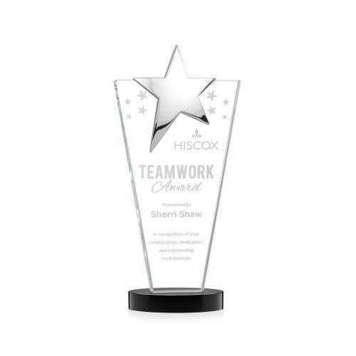 Recognition Awards - Crystal Awards - Mantella Chrome Star Award - Black