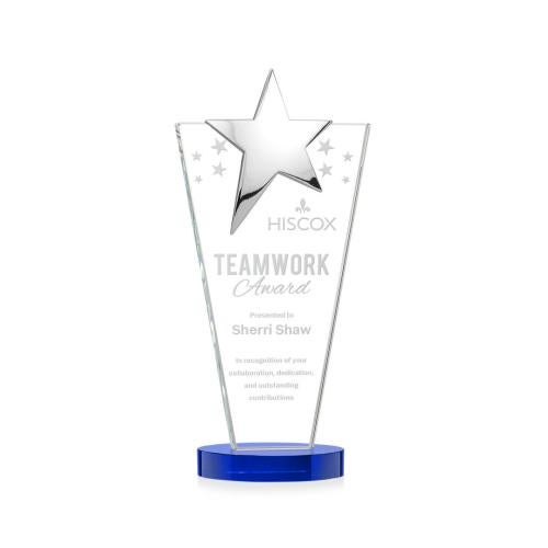 Recognition Awards - Crystal Awards - Mantella Chrome Star Award - Blue