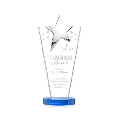 Recognition Awards - Crystal Awards - Mantella Chrome Star Award - Sky Blue