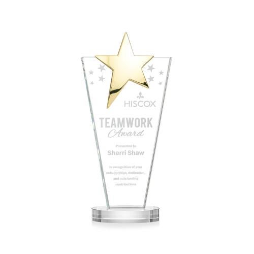 Recognition Awards - Crystal Awards - Mantella Gold Star Award - Clear