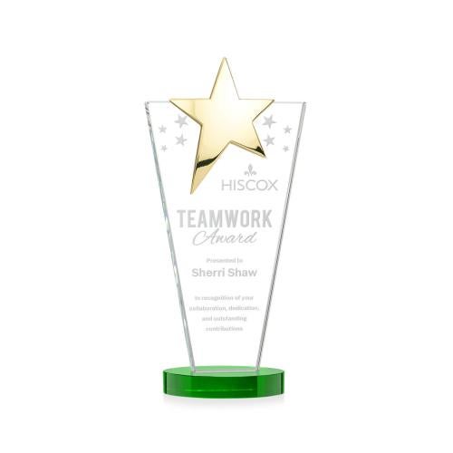 Recognition Awards - Crystal Awards - Mantella Gold Star Award - Green