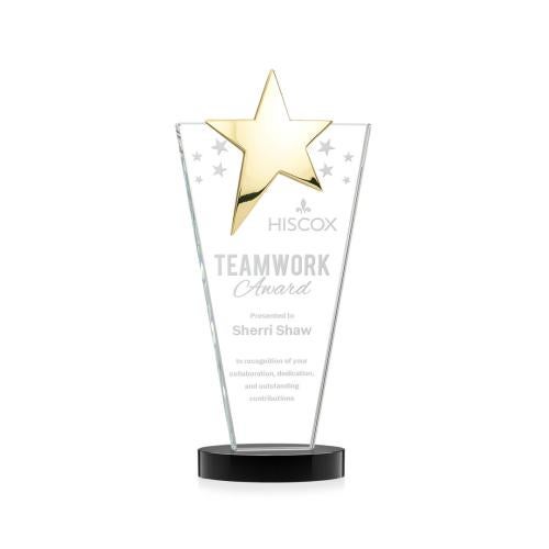 Recognition Awards - Crystal Awards - Mantella Gold Star Award - Black