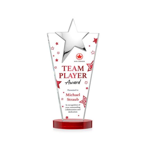 Recognition Awards - Crystal Awards - Mantella Chrome Star VividPrint™ Award - Red