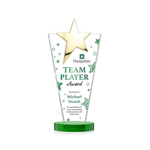 Recognition Awards - Crystal Awards - Mantella Gold Star VividPrint™ Award - Green