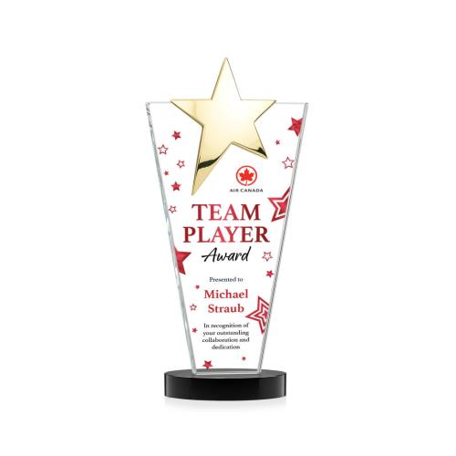 Recognition Awards - Crystal Awards - Mantella Gold Star VividPrint™ Award - Black