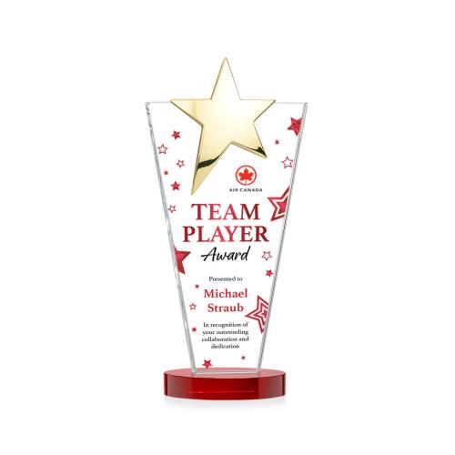 Recognition Awards - Crystal Awards - Mantella Gold Star VividPrint™ Award - Red