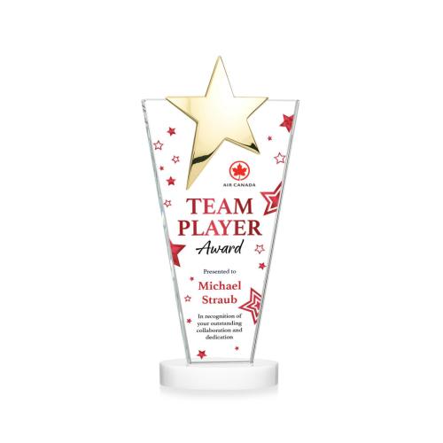 Recognition Awards - Crystal Awards - Mantella Gold Star VividPrint™ Award - White
