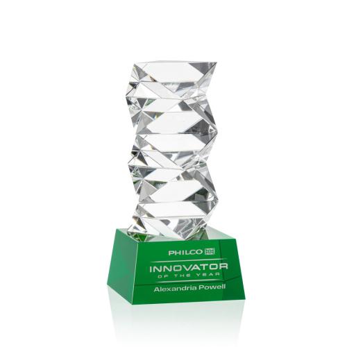 Recognition Awards - Crystal Awards - Callucci Award on Robson Base - Green