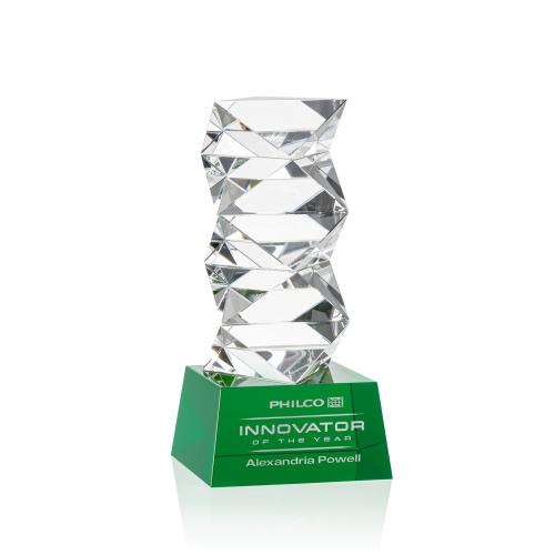 Recognition Awards - Crystal Awards - Callucci Award on Robson Base - Green
