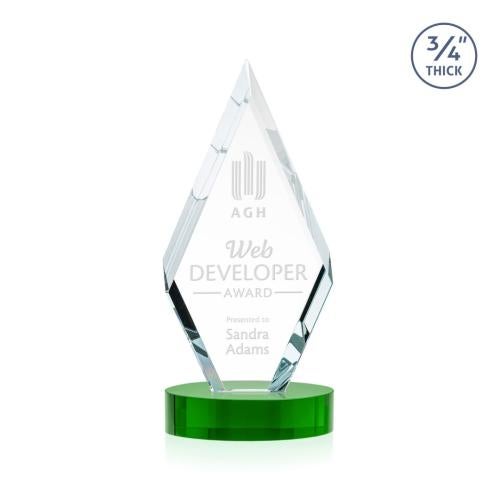 Recognition Awards - Crystal Awards - Richmond Award on Alberton Base - Green