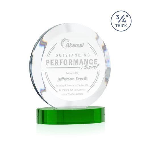 Recognition Awards - Crystal Awards - Gibralter Award on Alberton Base - Green