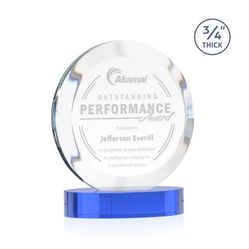 Recognition Awards - Crystal Awards - Gibralter Award on Alberton Base - Sky Blue