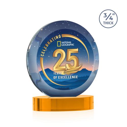 Recognition Awards - Crystal Awards - Gibralter Vividprint&trade; Award on Alberton Base - Amber