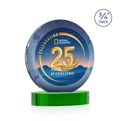 Recognition Awards - Crystal Awards - Gibralter Vividprint&trade; Award on Alberton Base - Green