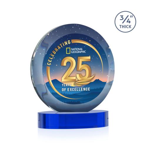 Recognition Awards - Crystal Awards - Gibralter Vividprint™ Award on Alberton Base - Blue