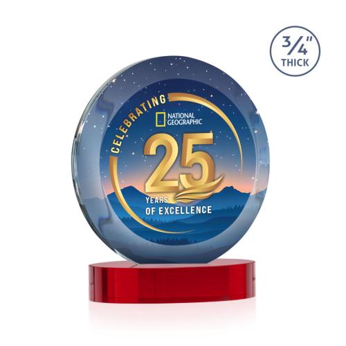 Recognition Awards - Crystal Awards - Gibralter Vividprint™ Award on Alberton Base - Red