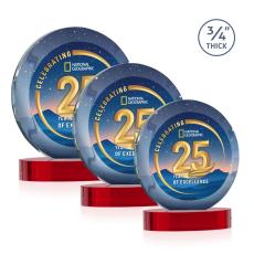 Gibralter Vividprint Award on Alberton Base - Red - Circle Awards