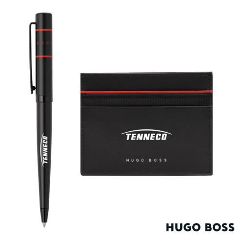 Corporate Gifts - Card Holders - Hugo Boss® Gear Card Holder/Ribbon Matrix Ballpoint Pen