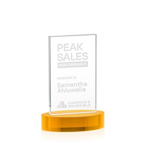 Recognition Awards - Crystal Awards - Heathrow Award on Alberton Base - Amber