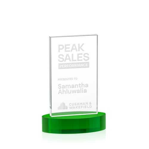 Recognition Awards - Crystal Awards - Heathrow Award on Alberton Base - Green