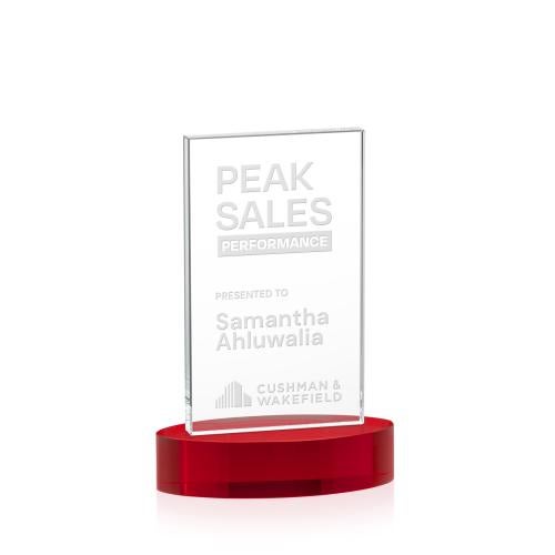 Recognition Awards - Crystal Awards - Heathrow Award on Alberton Base - Red
