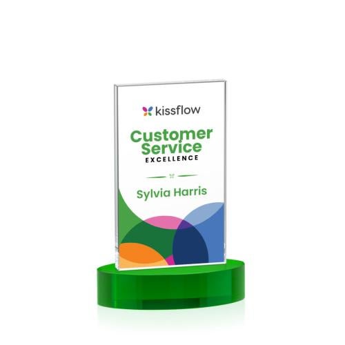 Recognition Awards - Crystal Awards - Heathrow VividPrint&trade; Award on Alberton Base - Green