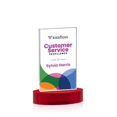 Recognition Awards - Crystal Awards - Heathrow VividPrint&trade; Award on Alberton Base - Red