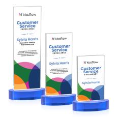 Heathrow VividPrint Award on Alberton Base - Sky Blue - Blue Crystal Awards