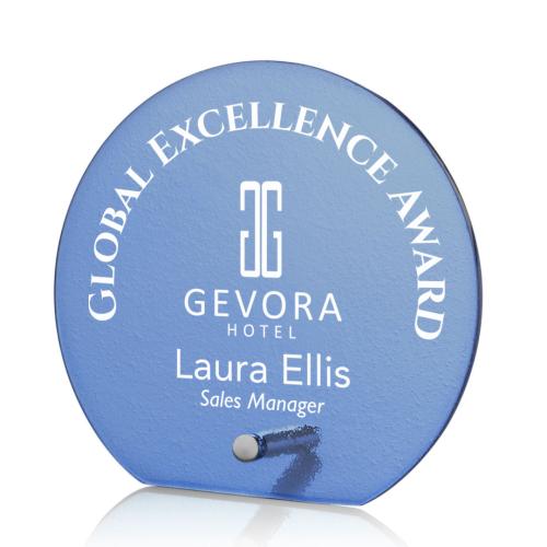 Recognition Awards - Crystal Awards - Colored Crystal Awards - Atchison Blue Circle Award - Silver