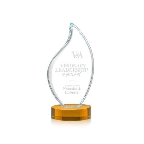 Recognition Awards - Crystal Awards - Odessy Flame Award on Alberton Base - Amber