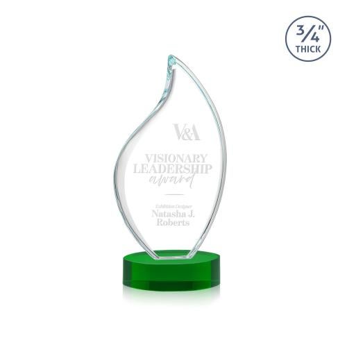 Recognition Awards - Crystal Awards - Odessy Flame Award on Alberton Base - Green