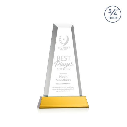 Recognition Awards - Crystal Awards - Imperial Tower on Newhaven Base - Amber