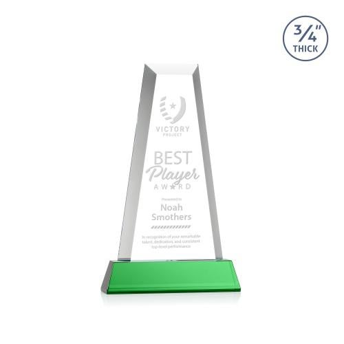 Recognition Awards - Crystal Awards - Imperial Tower on Newhaven Base - Green