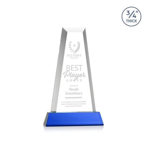 Recognition Awards - Crystal Awards - Imperial Tower on Newhaven Base - Blue