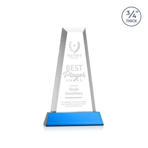 Recognition Awards - Crystal Awards - Imperial Tower on Newhaven Base - Sky Blue