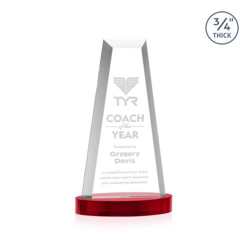 Recognition Awards - Crystal Awards - Imperial Tower on Alberton Base - Red