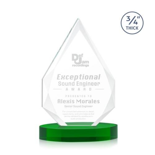 Recognition Awards - Crystal Awards - Hawthorne Award on Alberton Base - Green