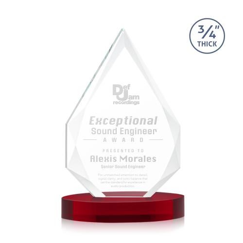 Recognition Awards - Crystal Awards - Hawthorne Award on Alberton Base - Red