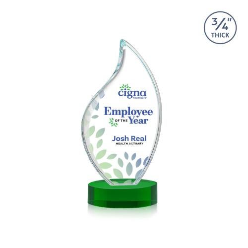 Recognition Awards - Crystal Awards - Odessy Flame VividPrint&trade; Award on Alberton Base - Green