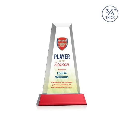 Recognition Awards - Crystal Awards - Imperial VividPrint&trade; Award on Newhaven Base - Red