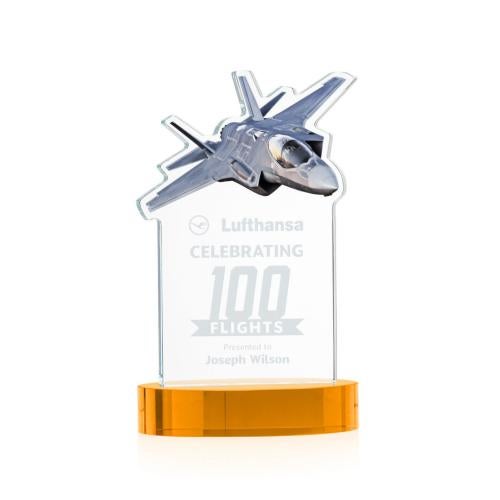 Recognition Awards - Crystal Awards - Top Gun Award on Alberton Base - Amber