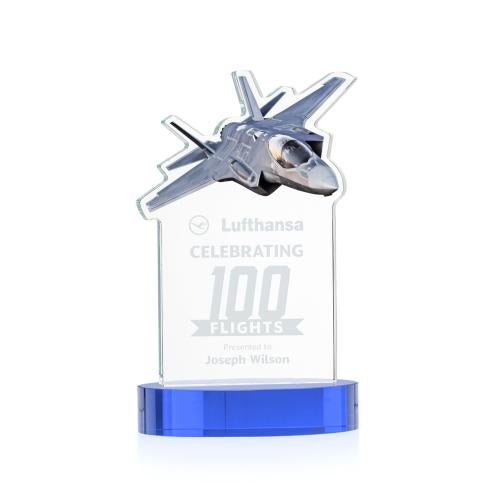 Recognition Awards - Crystal Awards - Top Gun Award on Alberton Base - Sky Blue