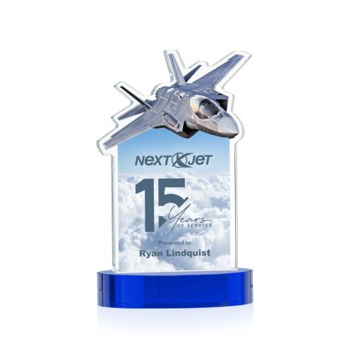 Recognition Awards - Crystal Awards - Top Gun VividPrint&trade; Award on Alberton Base - Blue
