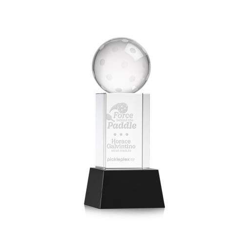 Recognition Awards - Crystal Awards - Pickleball Award on Belcroft Base - Black
