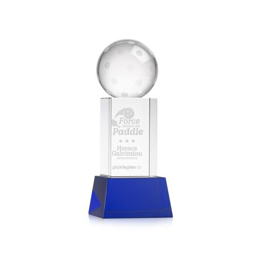 Recognition Awards - Crystal Awards - Pickleball Award on Belcroft Base - Blue